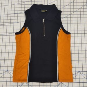 Biker Clothing Company Sleeveless Collared Top 3XL Black/Orange Reflective Strip